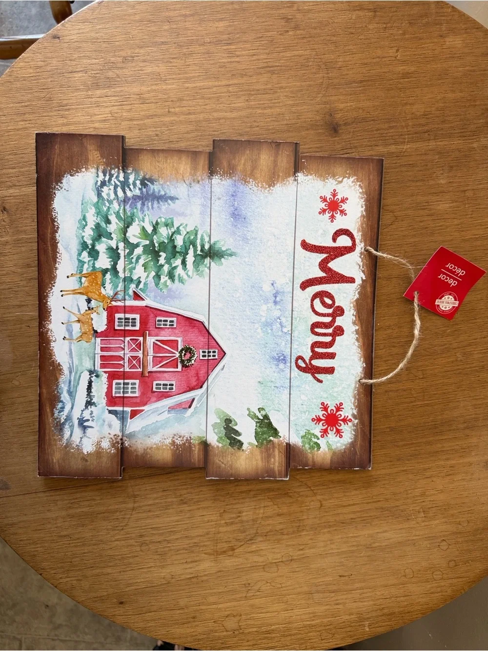 Merry Red Barn Holiday Wall Sign